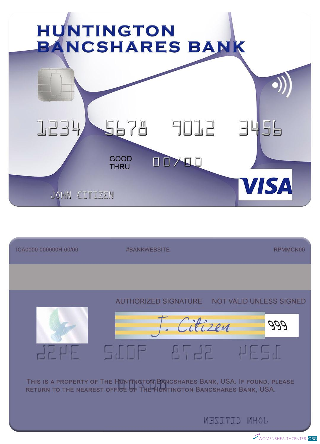 Download USA Huntington Bancshares Bank visa card Photoshop template